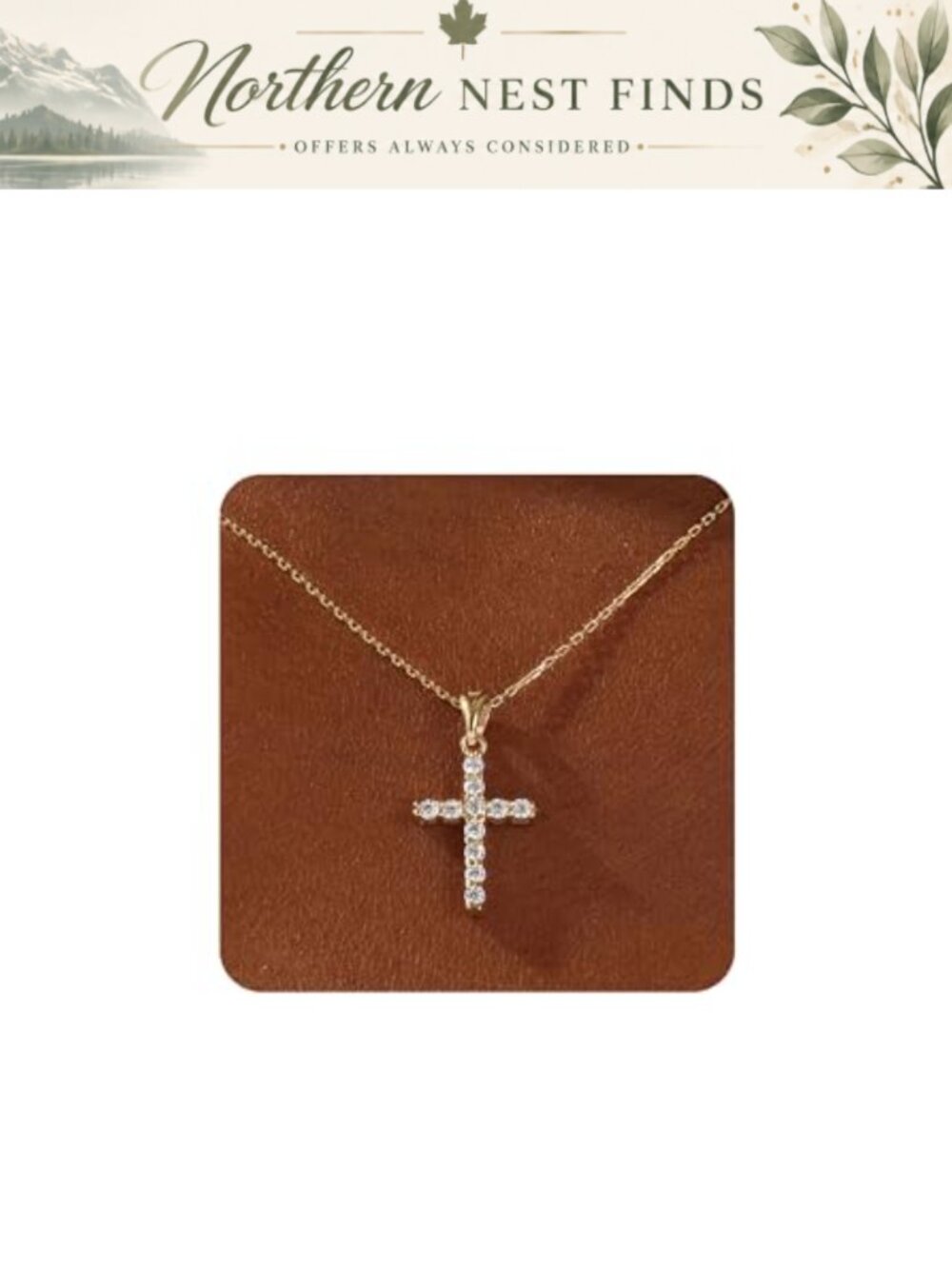 18K Gold Plated Cross Necklace Dainty Choker Women